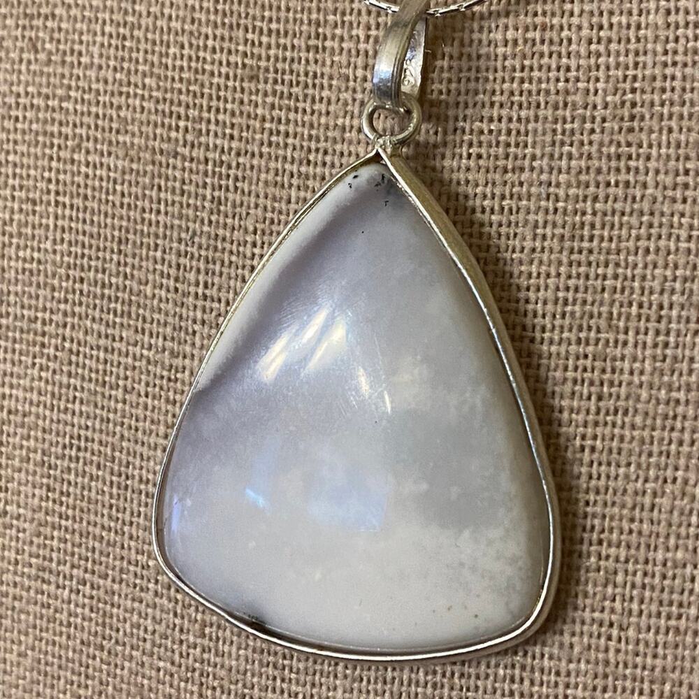 Sterling White Agate Stone Necklace
